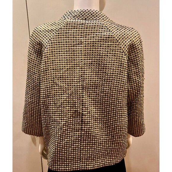 Kate Spade Retro 60s vibe party/holiday jacket, Metallic tweed Gold/black, 3/4 M - Picture 3 of 6